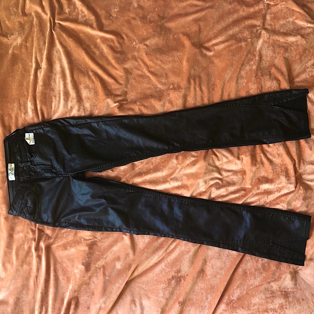 Free people leather coated split hem pants